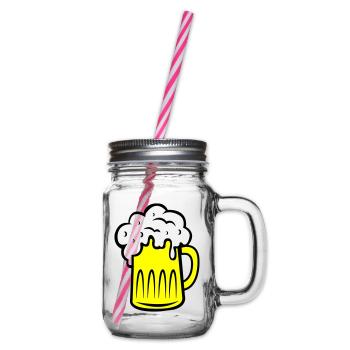 Beer 002 - Glass jar with handle and screw cap - clear - Right