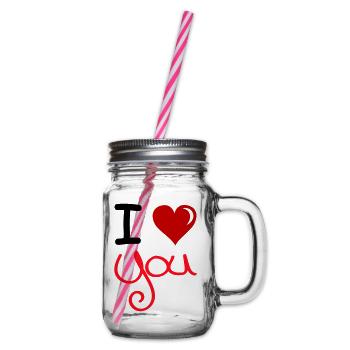 I Love You 2 - Glass jar with handle and screw cap - clear - Right