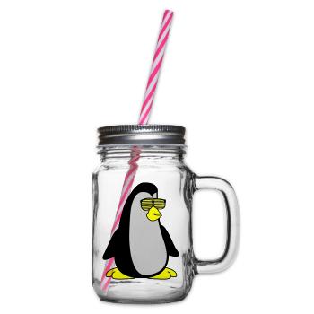 cool Pinguin 002 - Henkelglas mit Schraubdeckel - Klar - Rechts