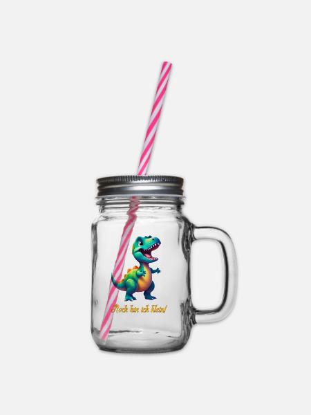 kleiner Dino - Henkelglas mit Schraubdeckel - Klar