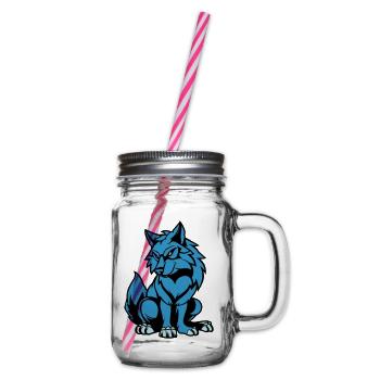 Loup Bande Dessinée Animal - Bocal à boisson - transparent - Droite