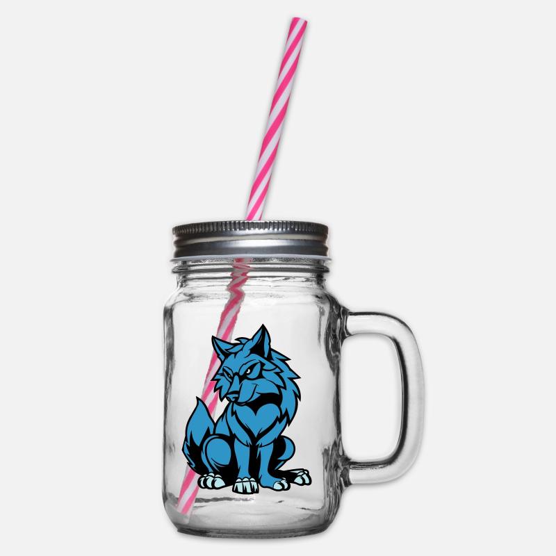 wolf comic tier - Henkelglas mit Schraubdeckel - Klar