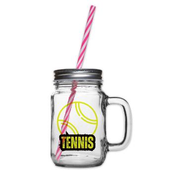 Tennis Power - Henkelglas mit Schraubdeckel - Klar - Rechts