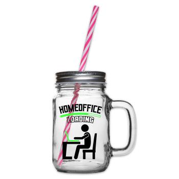 Work Office Home Office Loading - Glass jar with handle and screw cap - clear - Right