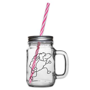 Les moutons se promènent joyeusement, dansent fièrement, font de la randonnée - Bocal à boisson - transparent - Droite