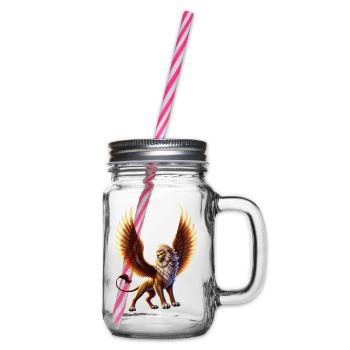Flammenlöwe mit Flügeln - Henkelglas mit Schraubdeckel - Klar - Rechts