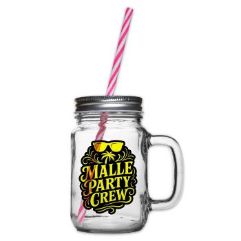 Malle Party Crew Mallorca - Henkelglas mit Schraubdeckel - Klar - Rechts