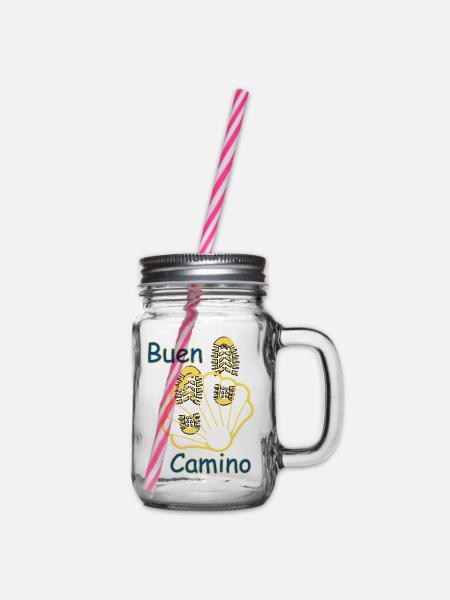 Lebensweg , buen Camino  - Henkelglas mit Schraubdeckel - Klar