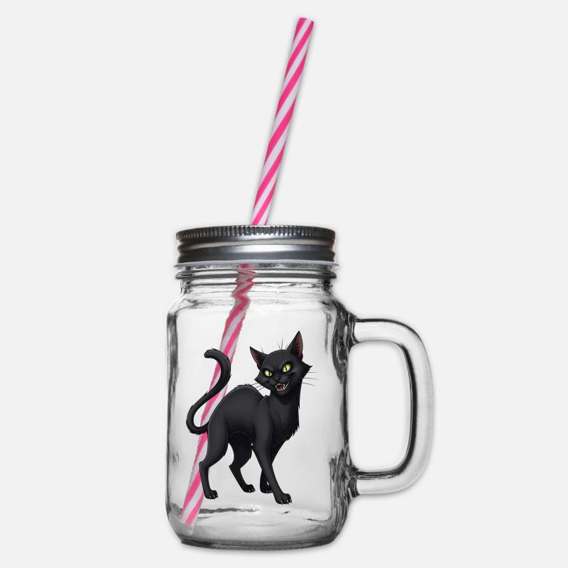 Chat noir - Bocal à boisson - transparent