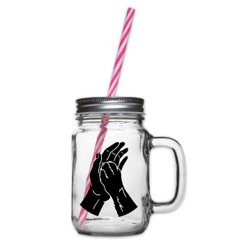 tierpfote hand - Henkelglas mit Schraubdeckel - Klar - Rechts