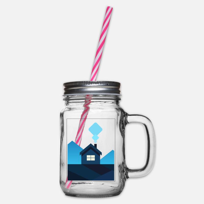 Maison minimaliste abstraite en bleu - Bocal à boisson - transparent