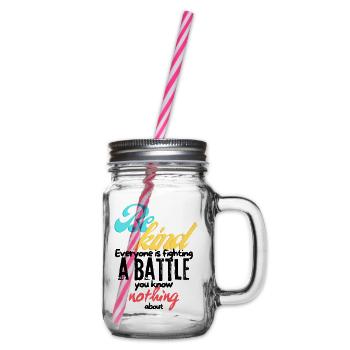 Be Kind - Glass jar with handle and screw cap - clear - Right