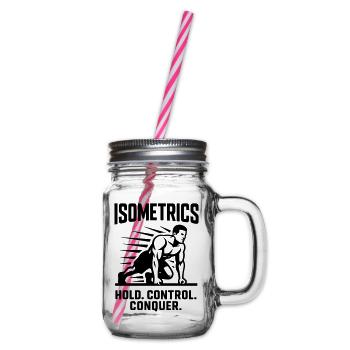 isometrics halteübung statische muskelarbeit - Henkelglas mit Schraubdeckel - Klar - Rechts