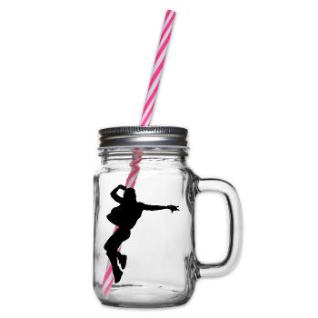 B-Girl Silhouette – Breakdance Style - Henkelglas mit Schraubdeckel - Klar - Rechts