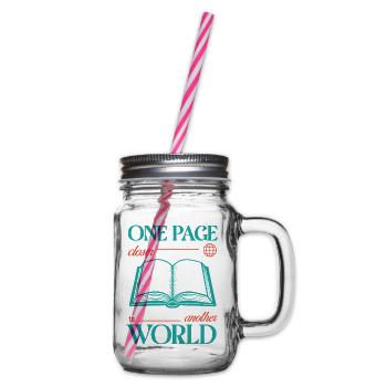 One Page Closer to Another World - Glass jar with handle and screw cap - clear - Right