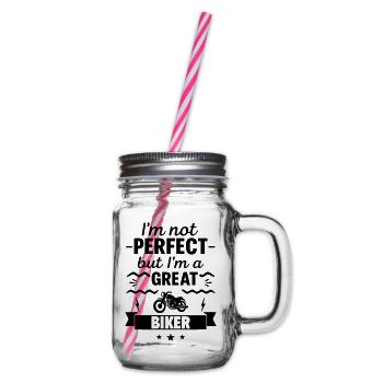 Not perfect but a great biker - Glass jar with handle and screw cap - clear - Right