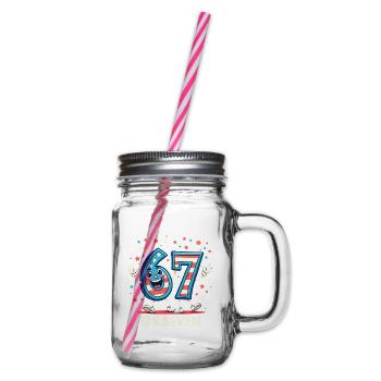US Flag 67 Memes Six Seven - Glass jar with handle and screw cap - clear - Right