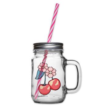 Cherry blossom charm illustration - Glass jar with handle and screw cap - clear - Right