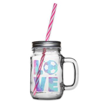 Love Football T-Shirt – Sport & Heart Design - Glass jar with handle and screw cap - clear - Right