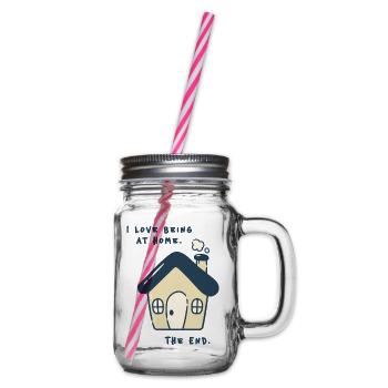 I love being at home – Introverted statement - Glass jar with handle and screw cap - clear - Right