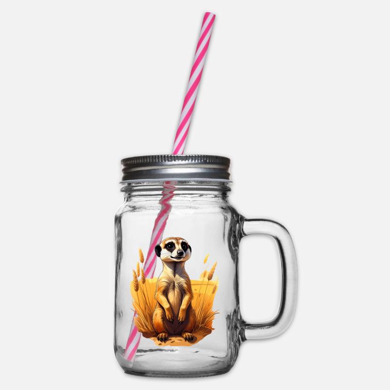 Ein Erdmännchen in der Savanne - Henkelglas mit Schraubdeckel - Klar