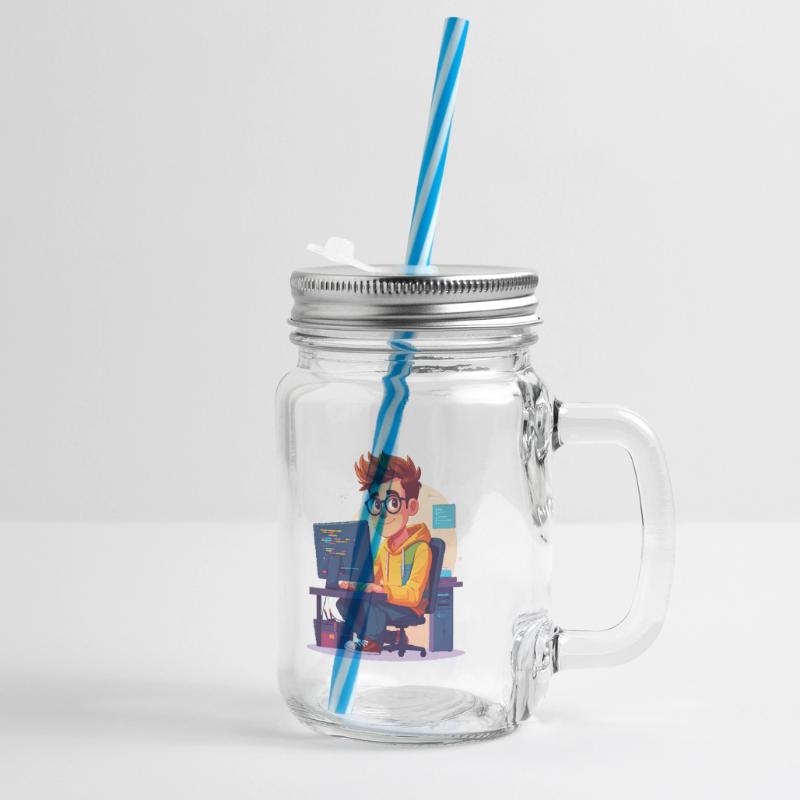 Programmierer oder Nerd Henkelglas mit Schraubdeckel