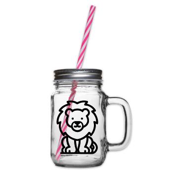 lion - Glass jar with handle and screw cap - clear - Right