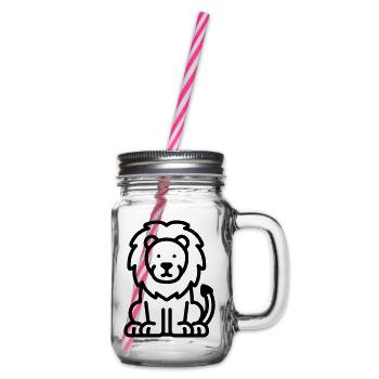 lion - Glass jar with handle and screw cap - clear - Right