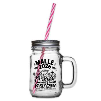 MALLE 2026 Party Crew 24/7 All Day, Every Day - Henkelglas mit Schraubdeckel - Klar - Rechts