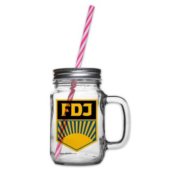FDJ - Freie Deutsche Jugend (eckig, dreifarbig) - Henkelglas mit Schraubdeckel - Klar - Rechts