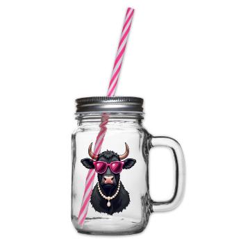 Cow - Glass jar with handle and screw cap - clear - Right