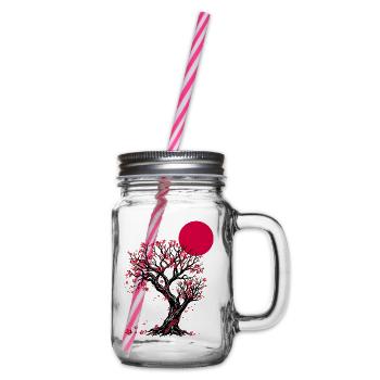 Karmesinblüten-Mondbaum - Henkelglas mit Schraubdeckel - Klar - Rechts