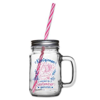 Queens Born in September Doodle - Glass jar with handle and screw cap - clear - Right