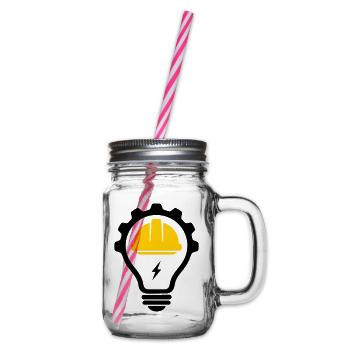 Elektriker Bauhelm Blitz und Glühbirne - Henkelglas mit Schraubdeckel - Klar - Rechts