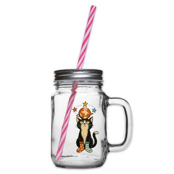 Planetenkatze - Henkelglas mit Schraubdeckel - Klar - Rechts