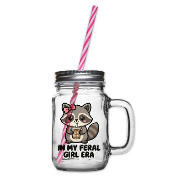 In My Feral Girl Era Waschbär - Henkelglas mit Schraubdeckel - Klar - Rechts