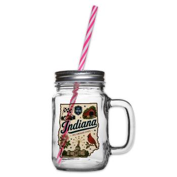 Indiana Hoosier State Vintage-Reiseaufkleber - Henkelglas mit Schraubdeckel - Klar - Rechts