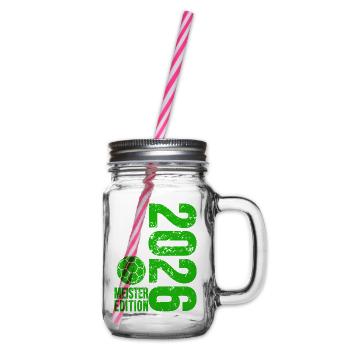 Handball Champion Shirt 2026, Green, green Edition - Glass jar with handle and screw cap - clear - Right