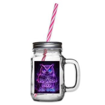 Be Wise Like An Owl - Neon Purple - Henkelglas mit Schraubdeckel - Klar - Rechts