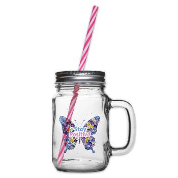 Papillon floral : Reste positif - Bocal à boisson - transparent - Droite