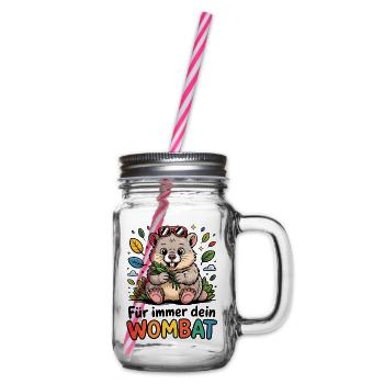Wombat Spruch - Henkelglas mit Schraubdeckel - Klar - Rechts
