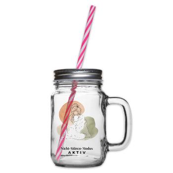 Nicht-Stören-Modus Aktiv – Minimalist Line Art - Henkelglas mit Schraubdeckel - Klar - Rechts
