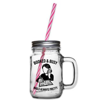 booked and busy nails pretty - Glass jar with handle and screw cap - clear - Right