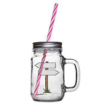 Wooden Sign Cartoon - Glass jar with handle and screw cap - clear - Right