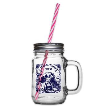 Nostalgie Dampflok Motiv  - Henkelglas mit Schraubdeckel - Klar - Rechts