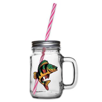Barsch Angeln - Henkelglas mit Schraubdeckel - Klar - Rechts