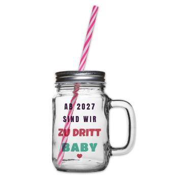 Ab 2027 sind wir zu dritt Baby Schwanger Fest - Henkelglas mit Schraubdeckel - Klar - Rechts
