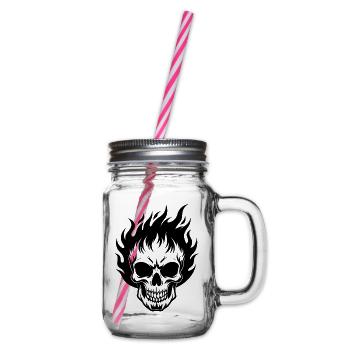 Flammender Schädel - Henkelglas mit Schraubdeckel - Klar - Rechts