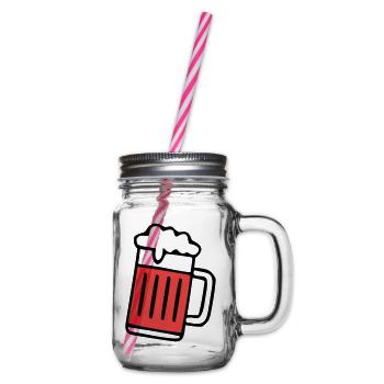 Roter Bierkrug Schaum Icon - Henkelglas mit Schraubdeckel - Klar - Rechts