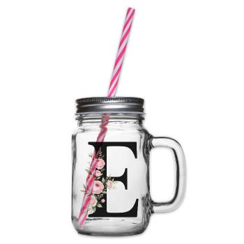 E Buchstabe Monogram Floral - Henkelglas mit Schraubdeckel - Klar - Rechts